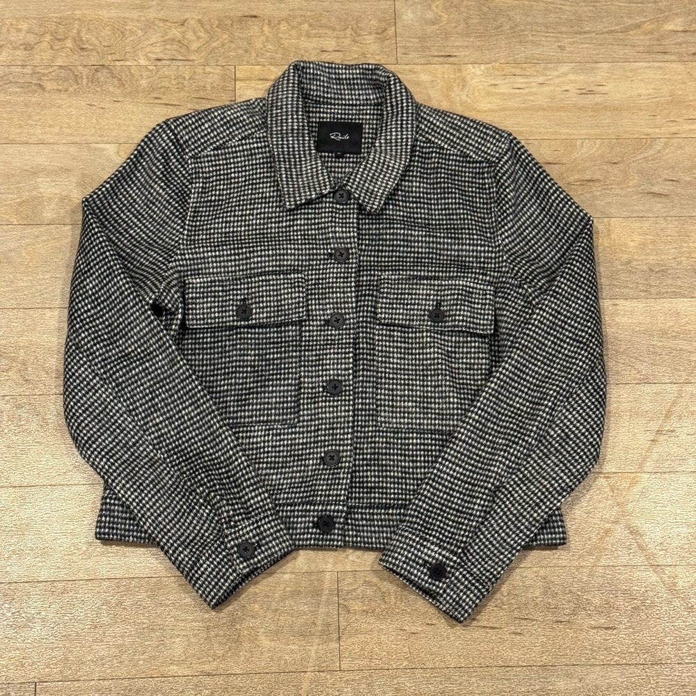 NWOT Rails Steffi Shirt Jacket Black and White Houndstooth Pattern Size Medium